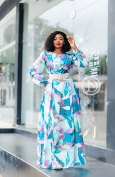 Vibrant blue floral maxi dress